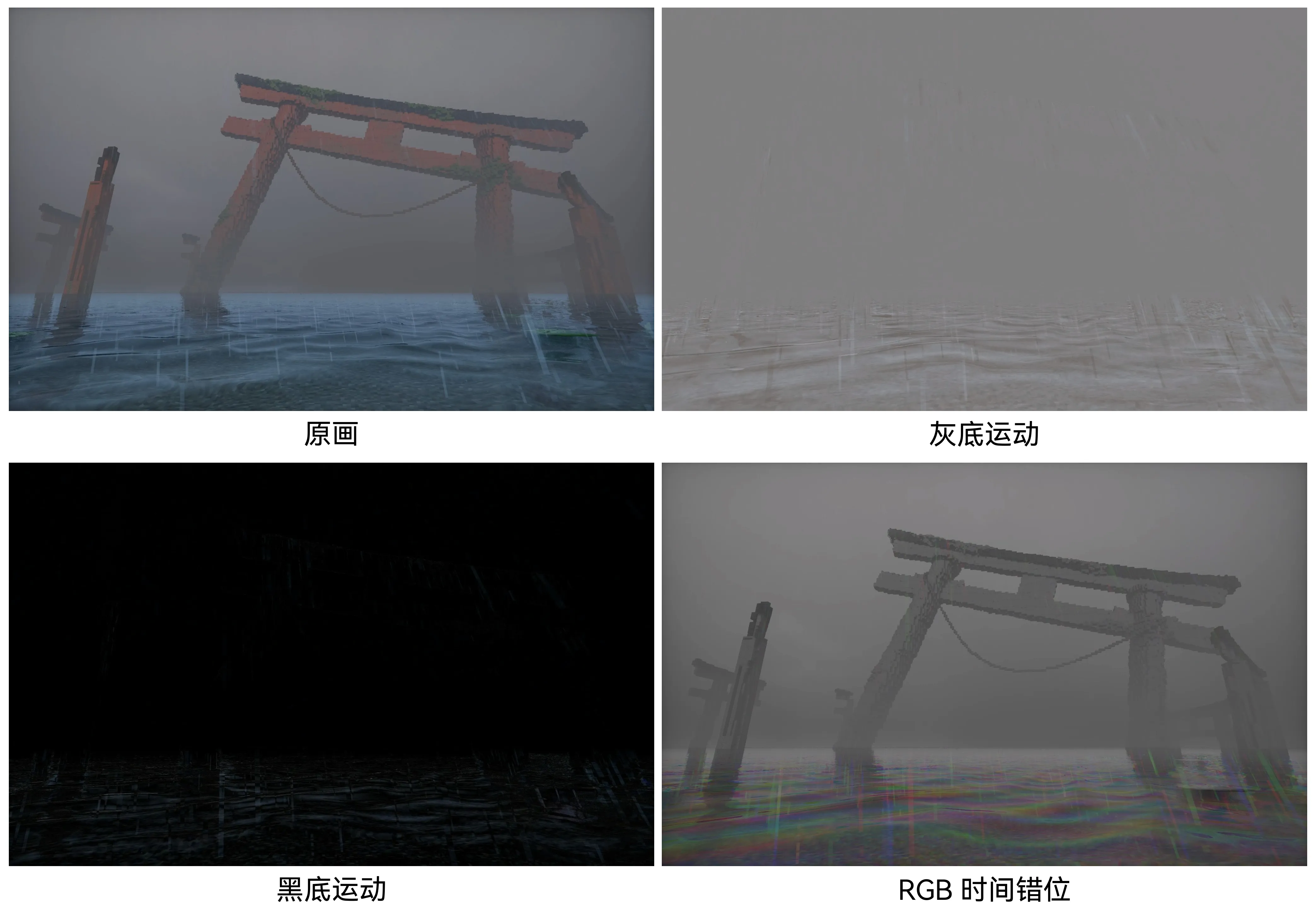 原画、灰底运动、黑底运动与 RGB 时间错位